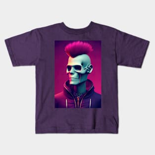 Punk Skull Jacket Rock Concept Digital Illustration Kids T-Shirt